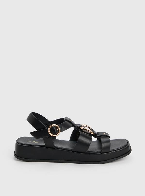 Buy Black Gold Triple Strap Sandals 4 Sandals Tu