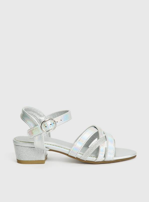 Silver Sparkle Heeled Party Sandals  13 Infant