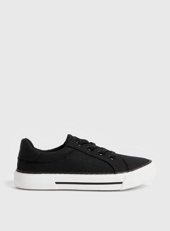 Black Lace Up Canvas Trainers 4