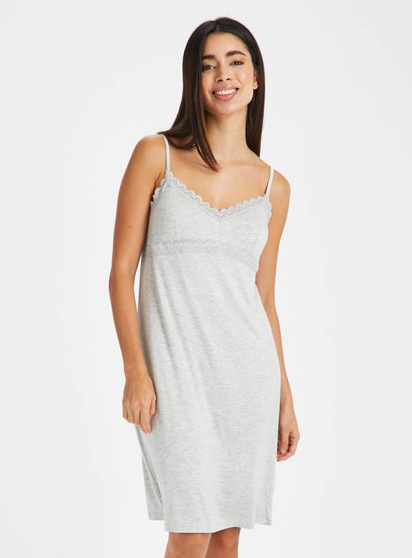 Grey Lace Padded Chemise Nightdress 10