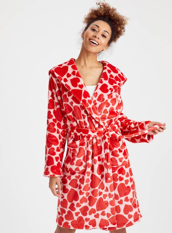 Red Heart Valentines Dressing Robe L