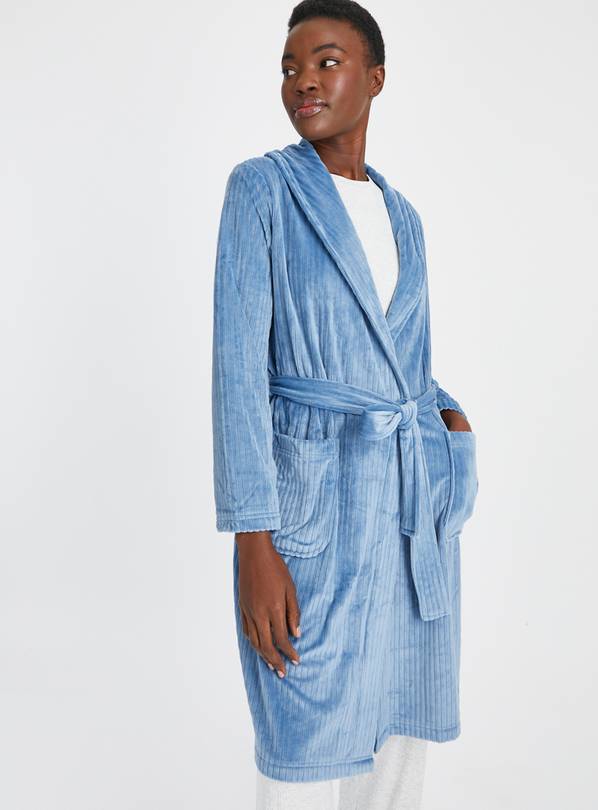 Buy Blue Stripe Fleece Dressing Gown M Dressing gowns Tu