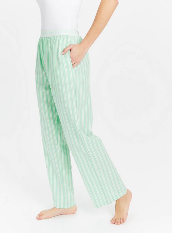 Twill Pajama Pants - Light green/striped - Ladies