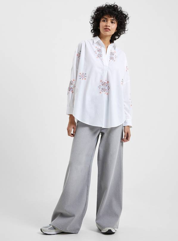 FRENCH CONNECTION Embroidered Rhodes Popover Shirt M