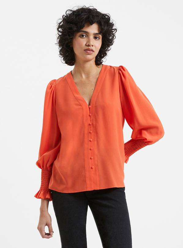 FRENCH CONNECTION Crepe V Neck Blouse M