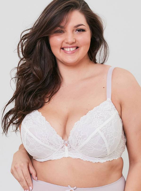 Buy OOLA LINGERIE Tonal Lace Padded Plunge Bra 42DD, Bras