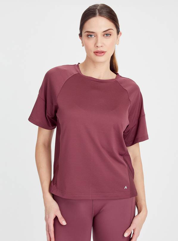 Active Plum Ribbed Coord T-Shirt M