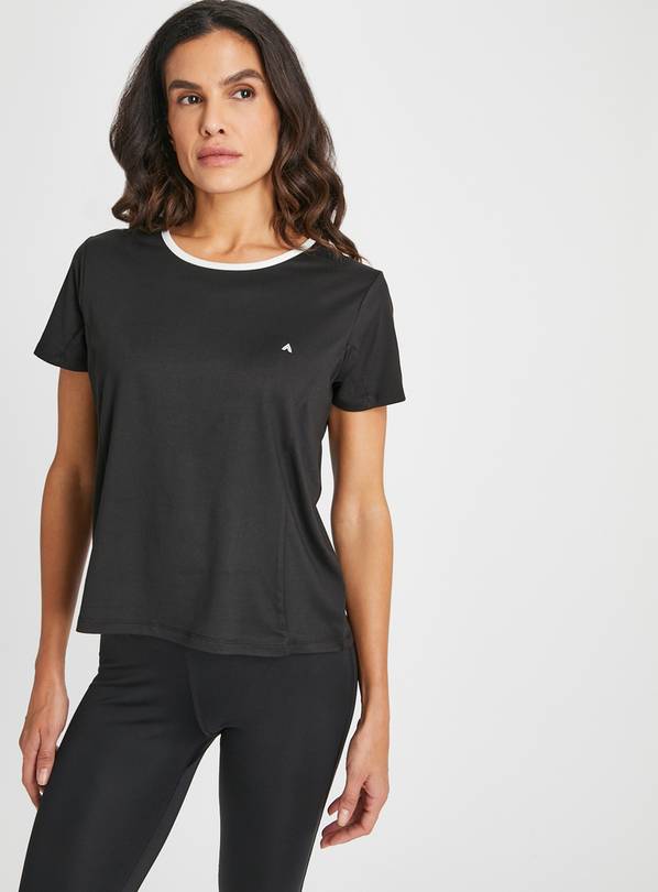 Active Black Twist Back T-Shirt L