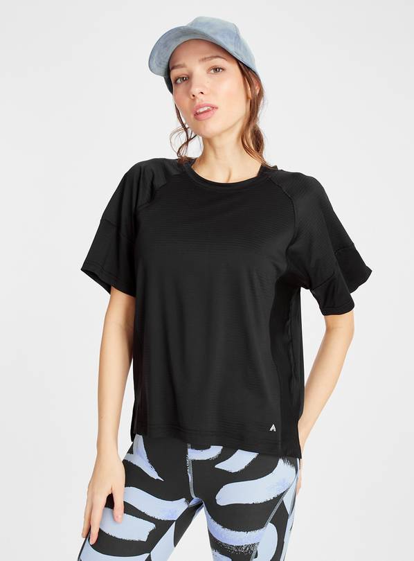 Active Black Ribbed T-Shirt XL