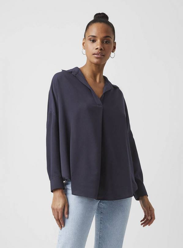 FRENCH CONNECTION Rhodes Crepe Popover Shirt M