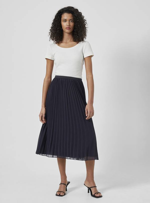 FRENCH CONNECTION Pleated Solid Skirt XL