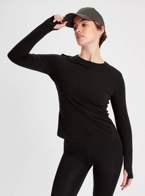 Active Black Long Sleeve Thumbhole Top  L