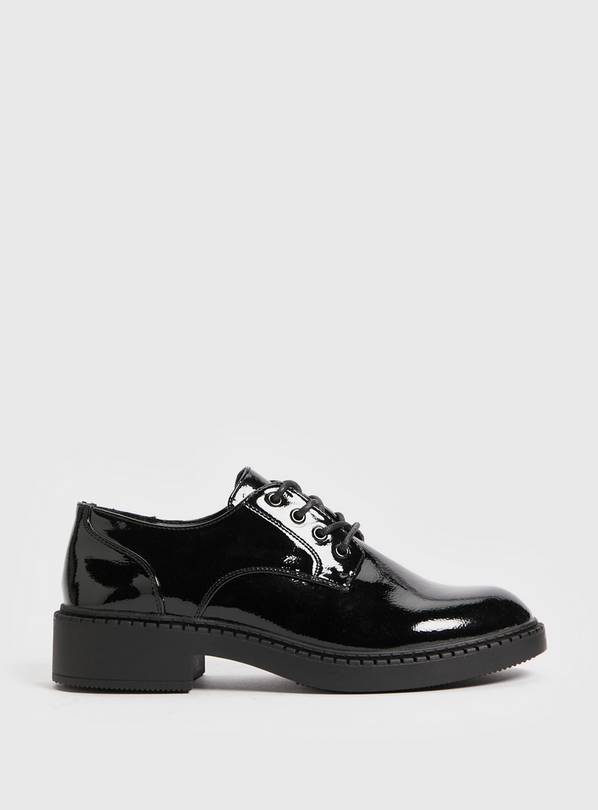 Black patent store lace up brogues