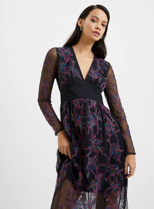 French Connection maxi dress in black floral