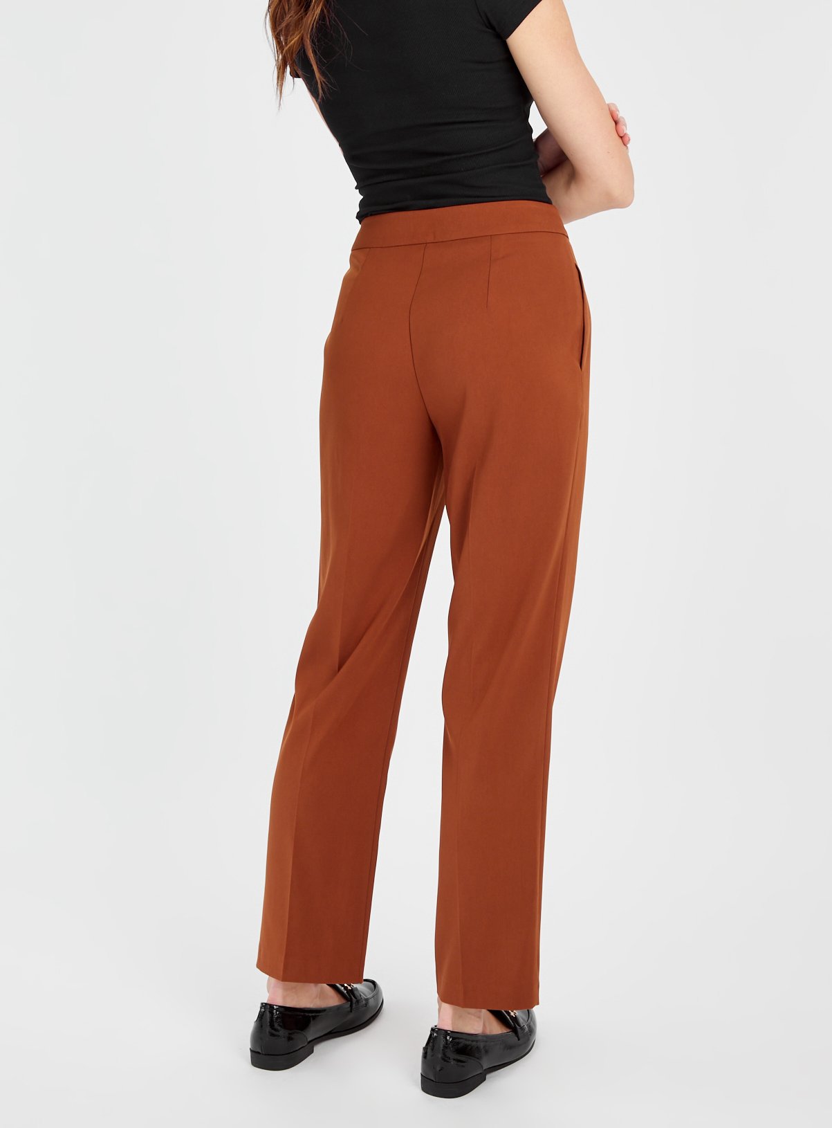 Tan Pleated Straight Leg Trousers 14L - Image 4 thumbnail