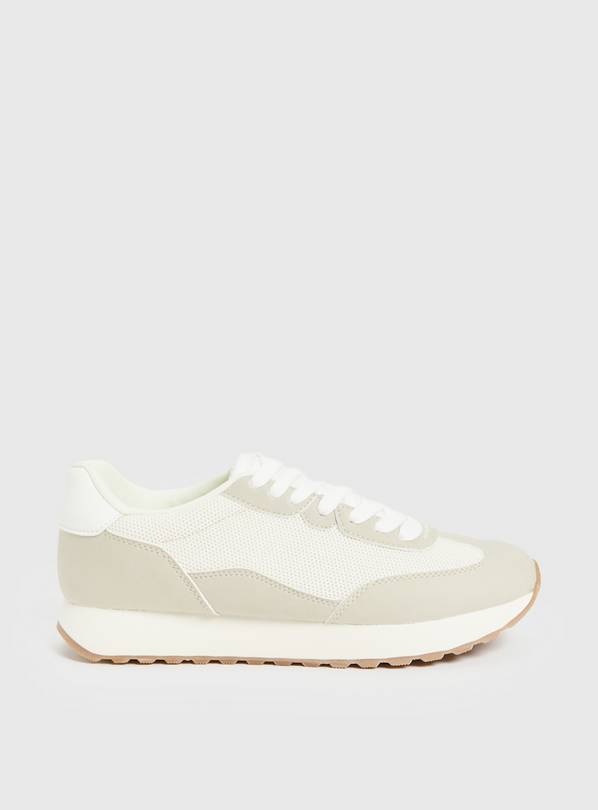 Buy Neutral Retro Lace Up Trainers 7 | Trainers | Tu