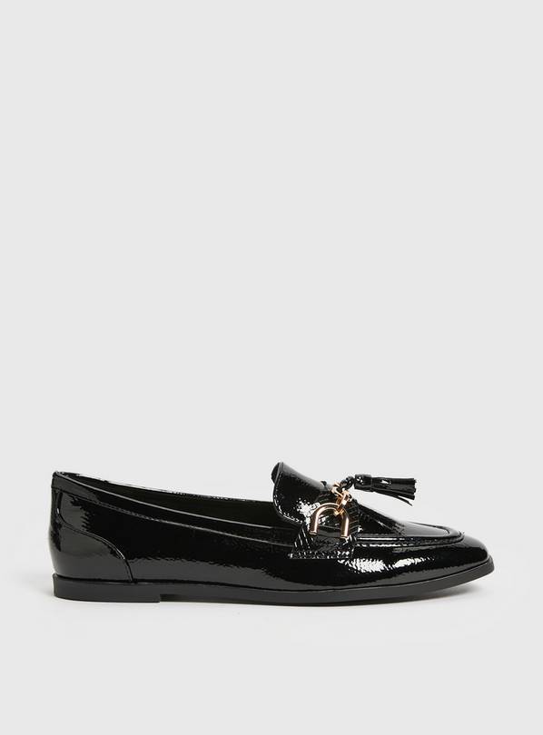 Black Patent Classic Buckle Loafers  6