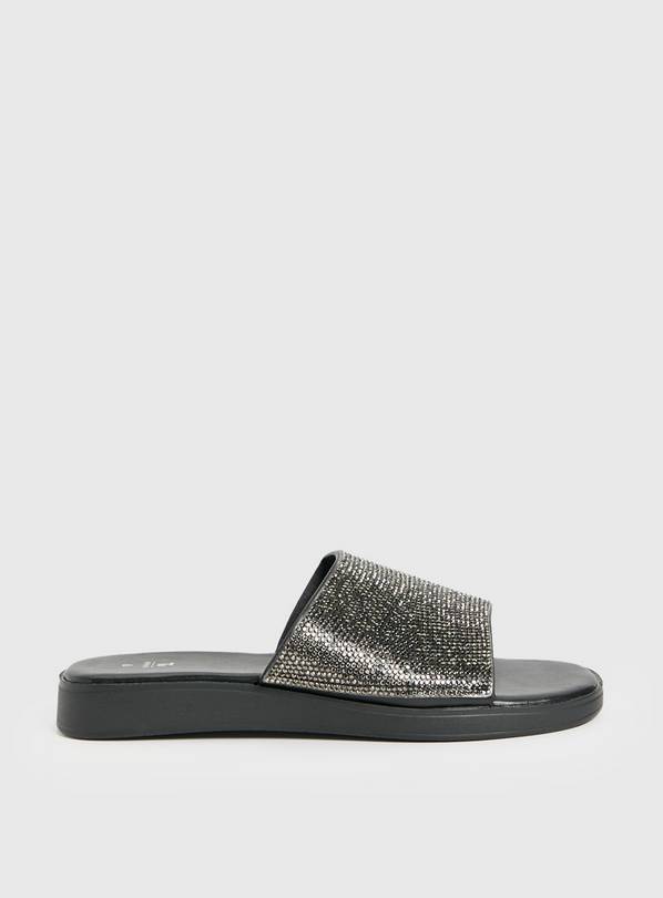 Black Sparkle Sandals  7