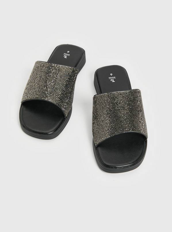 Sparkle on sale black sandals