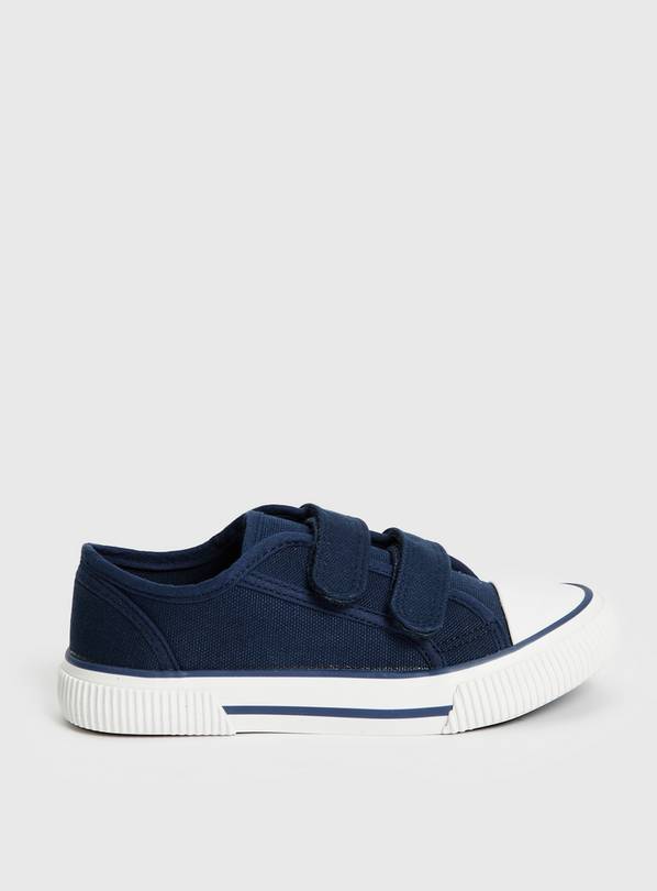 Navy Twin Strap Canvas Trainers 6 Infant