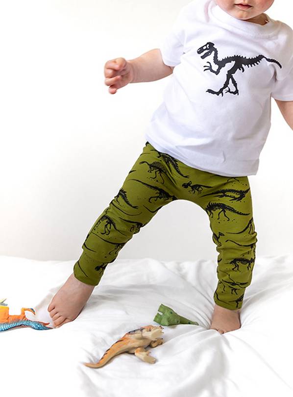 FRED & NOAH Khaki Dino Leggings 2-3 Years