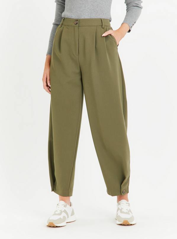 Buy Khaki Barrel Leg Trousers 16 | Trousers | Tu