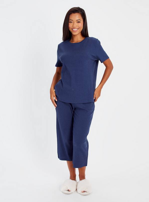 Buy Navy Marl Ribbed Coord Pyjama Bottoms M, Pyjamas