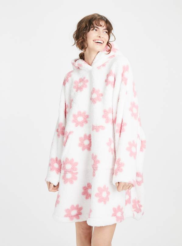 Pink Flower Hooded Blanket XL
