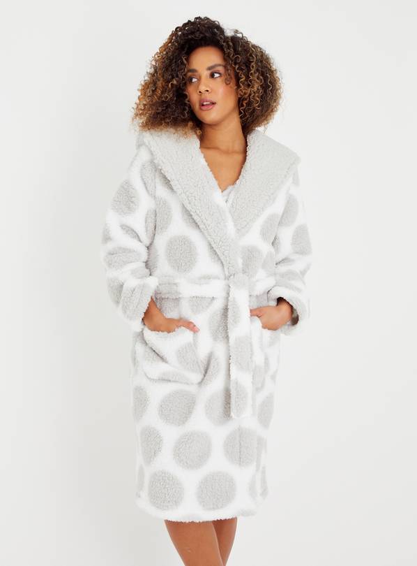 Buy Grey Spot Borg Dressing Gown L Dressing gowns Tu