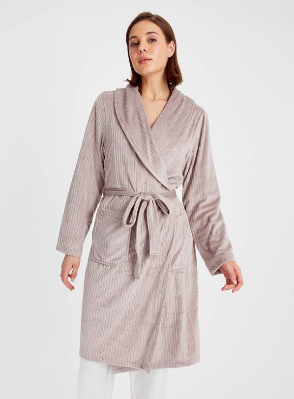 Mink Plush Ribbed Dressing Gown S