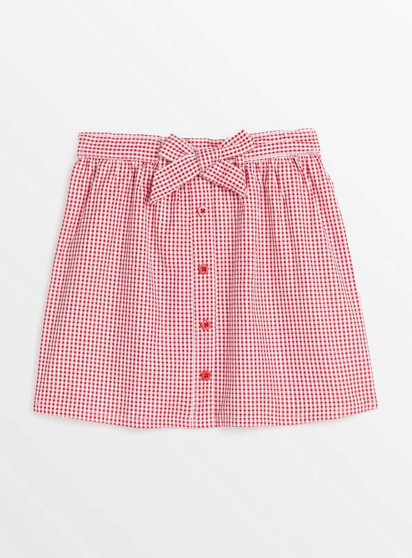 Red Gingham Skirt Easy Iron School Skirt  5 years