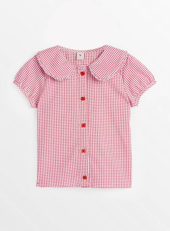 Red Gingham School Blouse 8 years