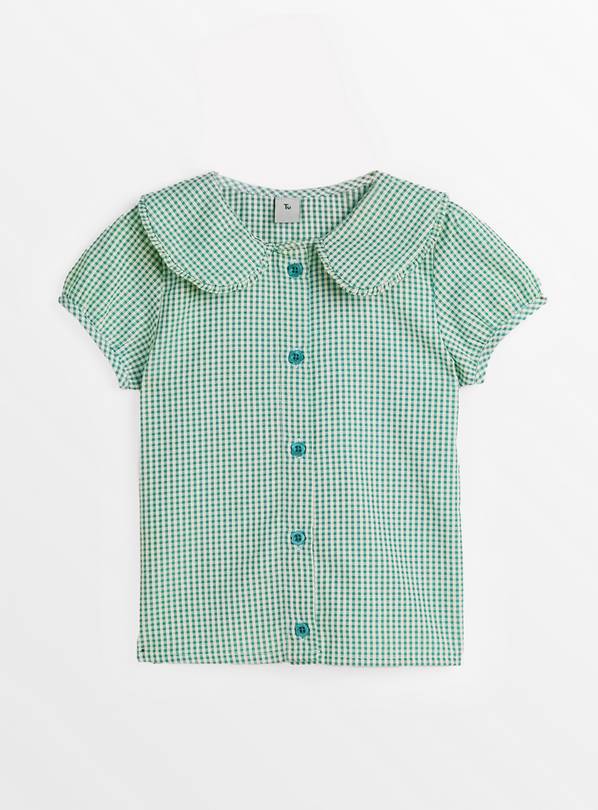 Green Gingham School Blouse 3 years