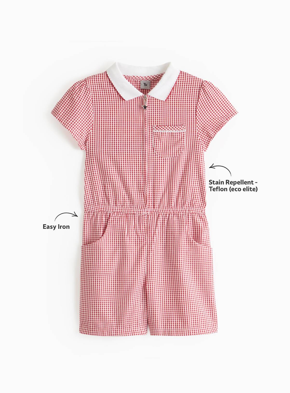 2 Pack Red Gingham Playsuits 11 years - Image 2
