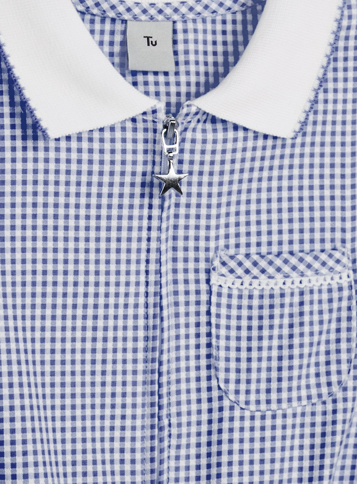 Navy Gingham Cotton Blend Playsuit 2 Pack 11 years - Image 2 thumbnail