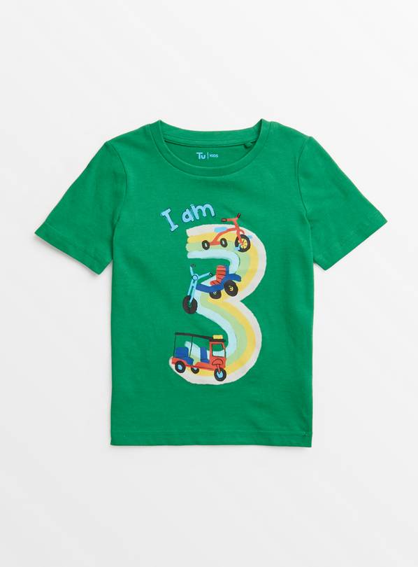  I Am 3 Green Birthday T-Shirt 2-3 years