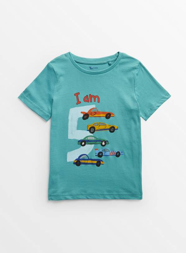Turquoise I Am 5 Birthday T-Shirt 4-5 years