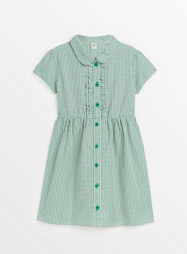 Green Gingham Bow Back School Dress 3 years