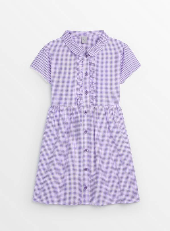 Lilac Gingham Back Bow Generous Fit School Dress 14 years