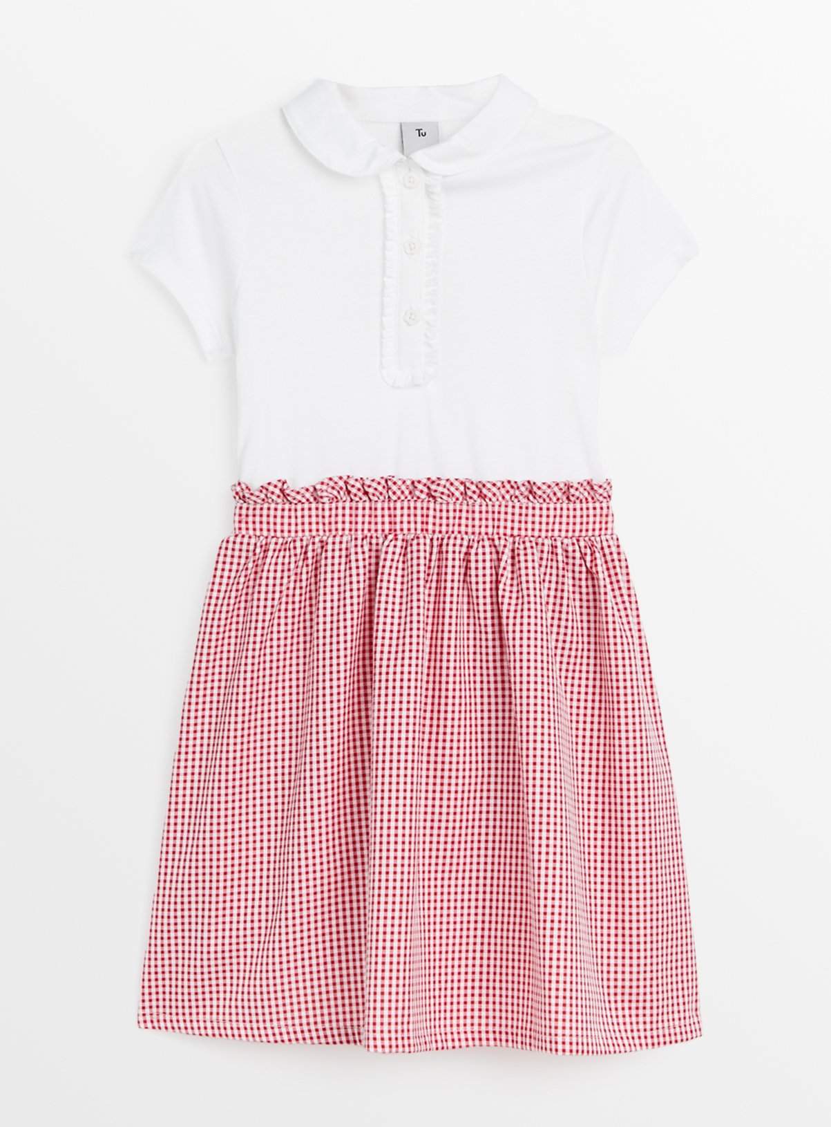 Red Gingham Cotton Peter Pan Collar Twofer Dress 10 years - Image 1 thumbnail