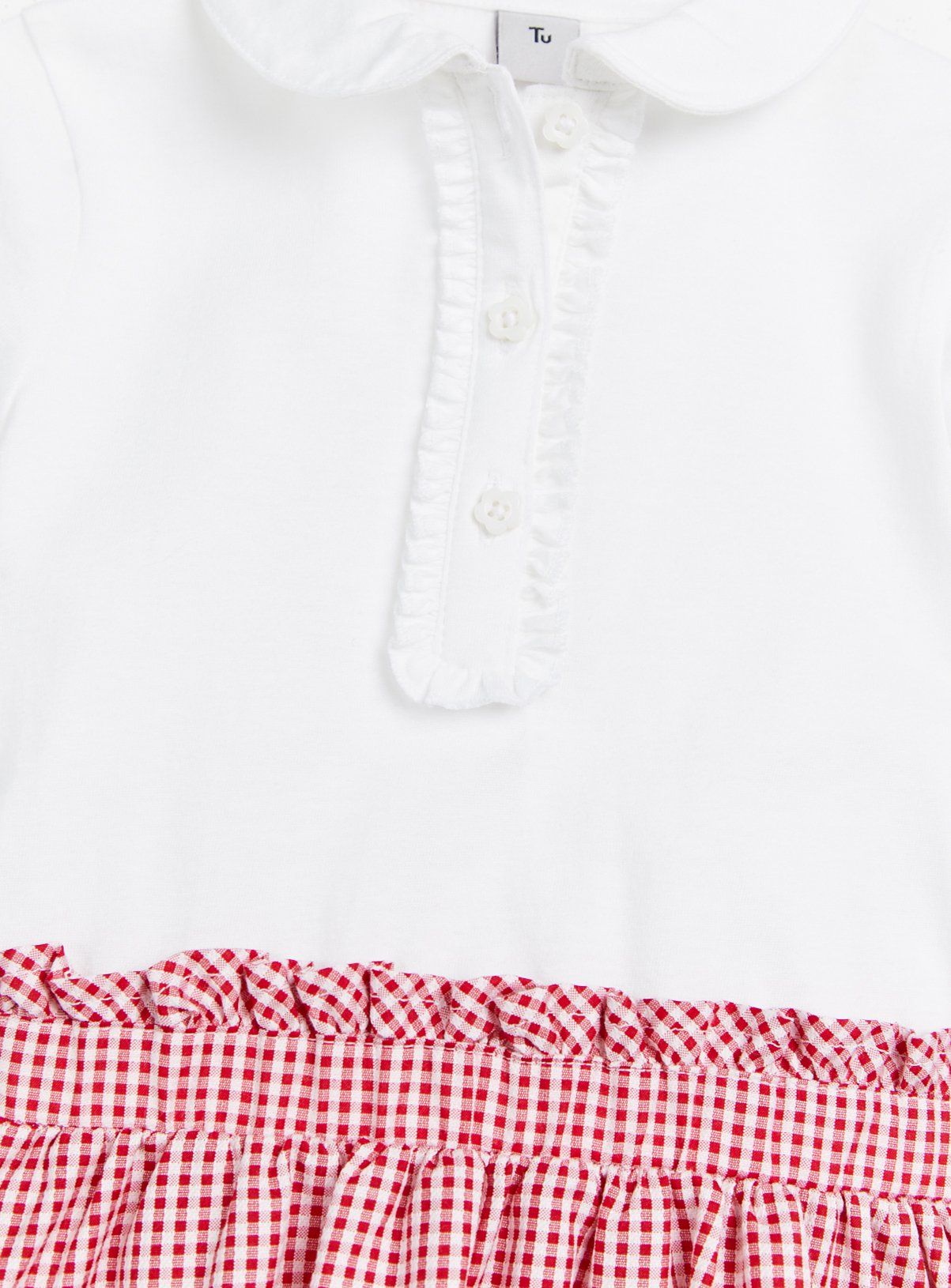 Red Gingham Cotton Peter Pan Collar Twofer Dress 10 years - Image 2 thumbnail
