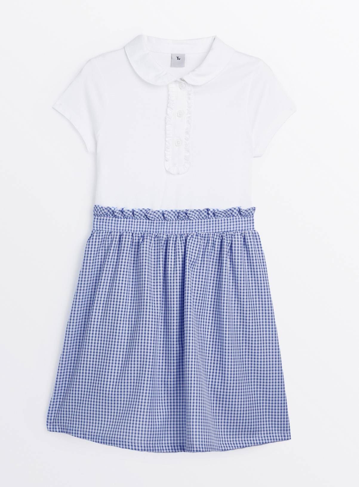 Navy Gingham Cotton Blend Twofer School Dress 11 years - Image 1
