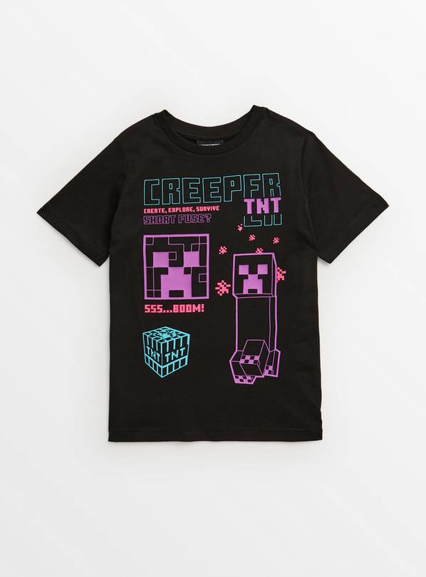 Minecraft Black Graphic T-Shirt 13 years