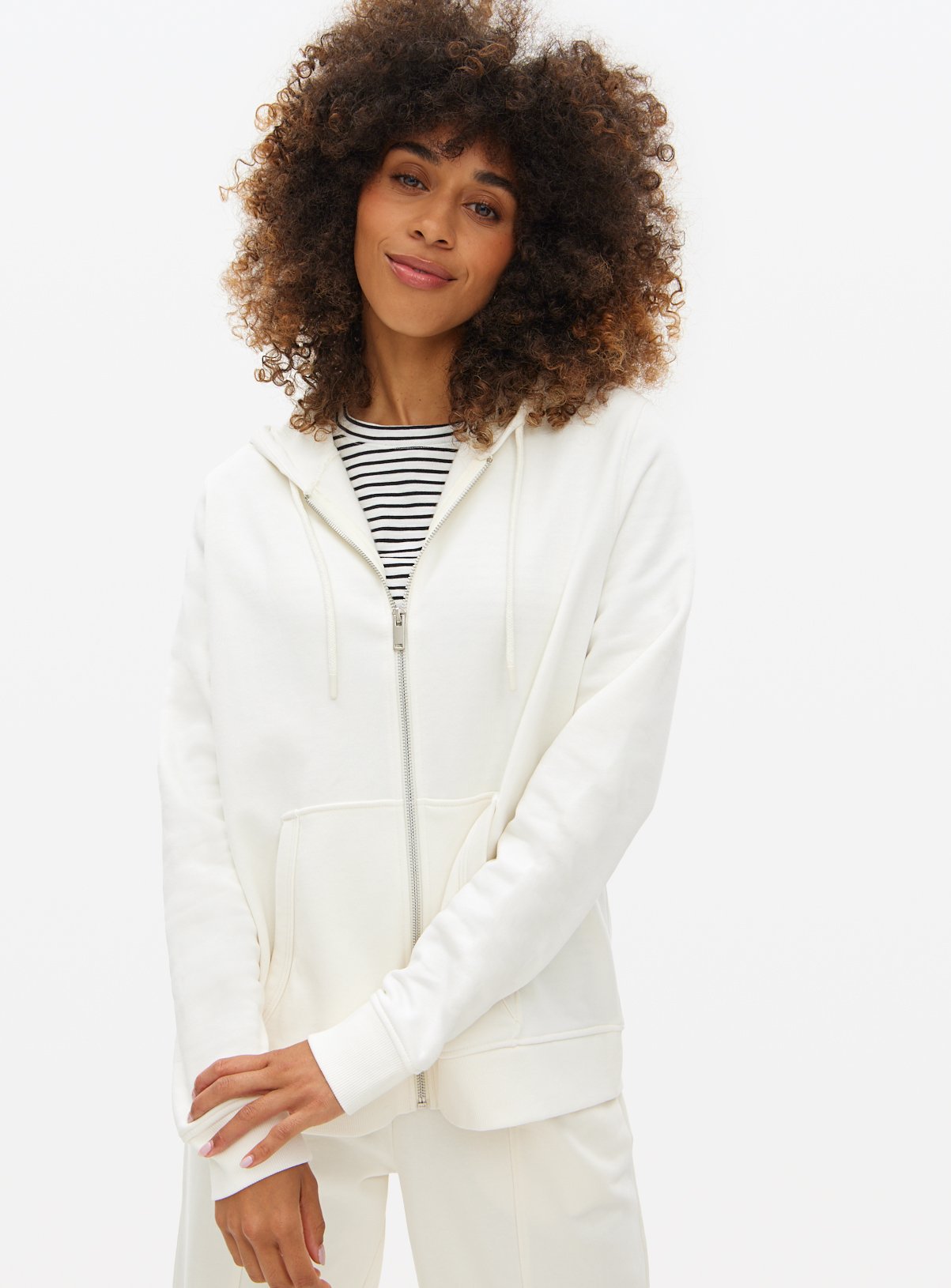 Cream Zip-Through Hoodie XXL - Image 2 thumbnail