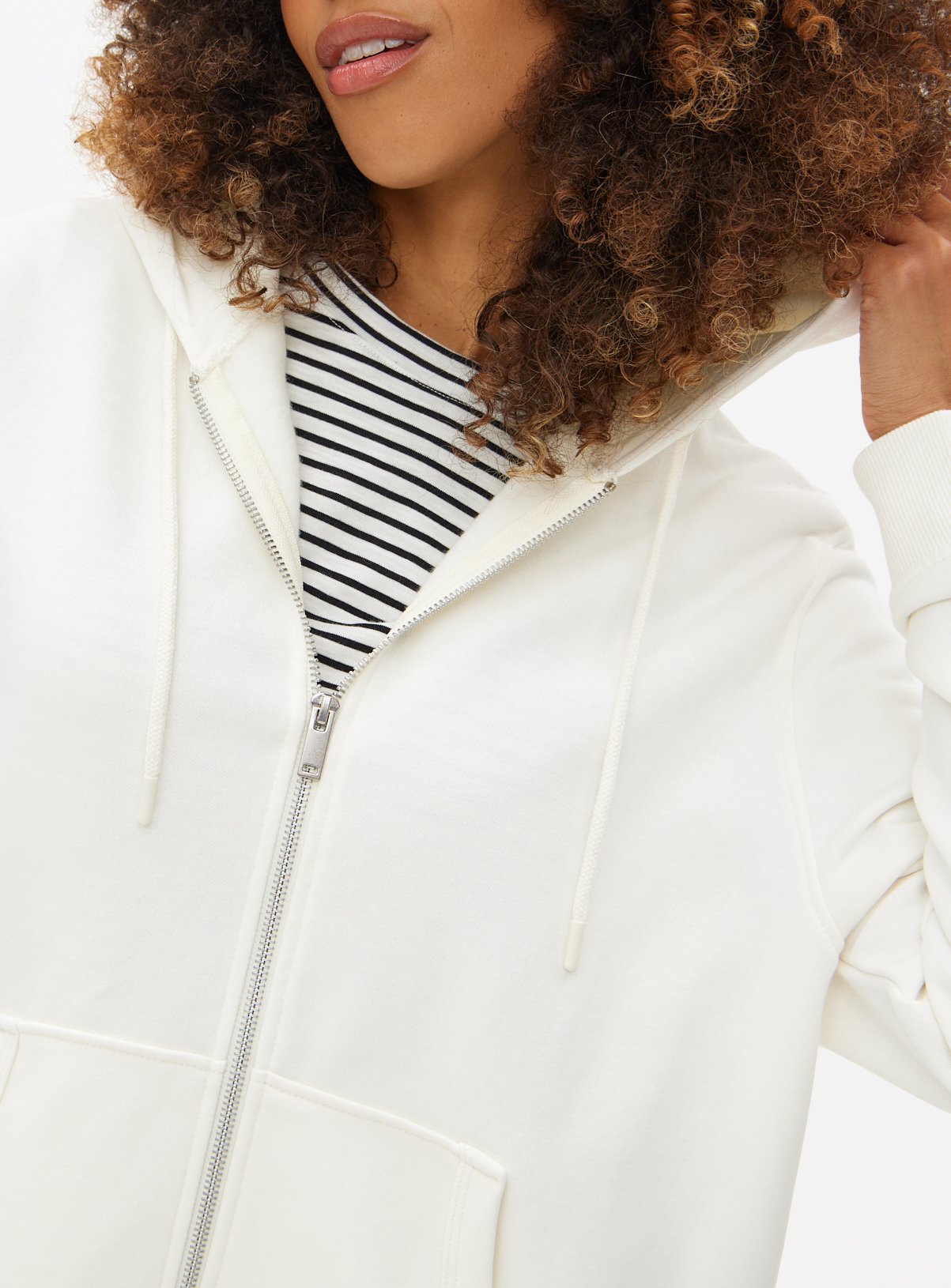 Cream Zip-Through Hoodie XXL - Image 3 thumbnail