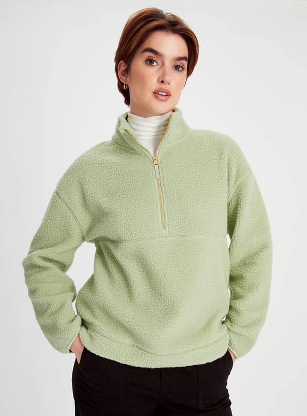 Buy Green Quarter Zip Sherpa Fleece 8 Hoodies and sweatshirts Tu