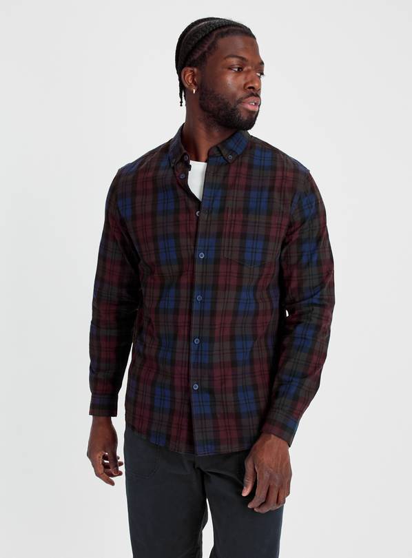 Maroon plaid shop shirt mens