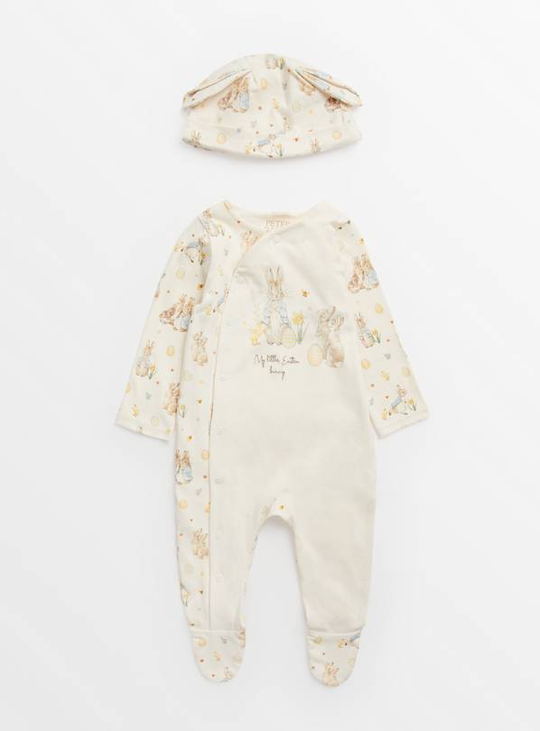 Easter Peter Rabbit Cream Sleepsuit & Hat Up to 1 mth