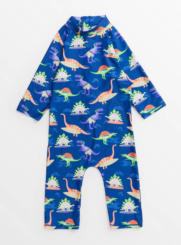 Navy Surfing Dinosaur Print Sunsuit 5 years