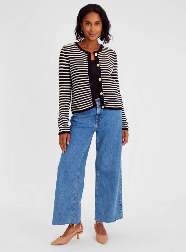 Buy Black & White Stripe Knitted Cardigan 18 | Jackets | Tu